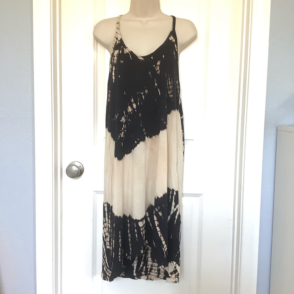 NWT Enti Glamour Womens Stretch Tie Dye L Racer Hi Low Tank Dress Summer Cruise